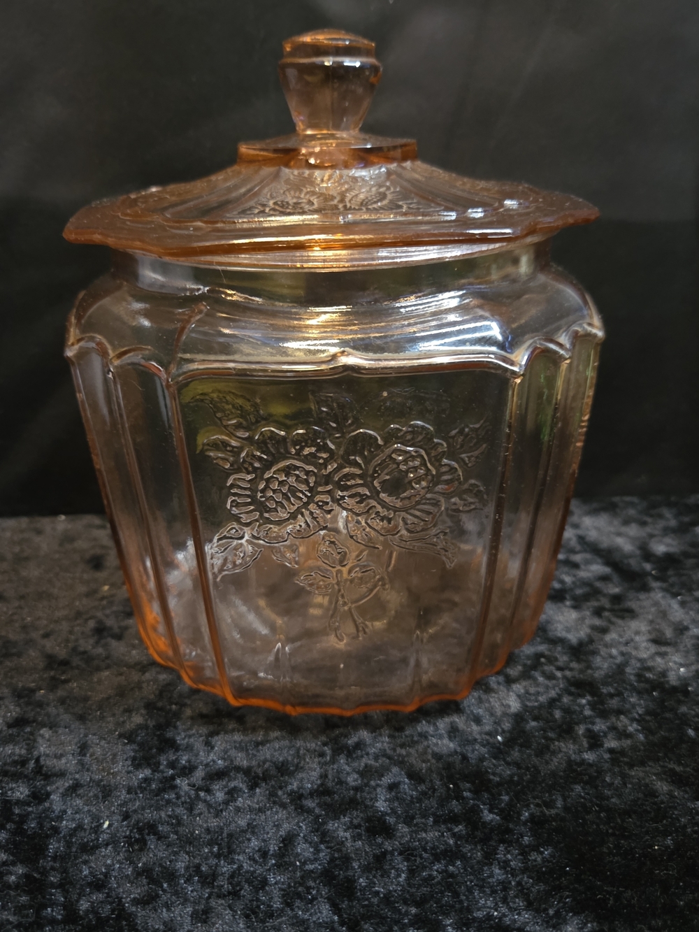 Vintage Anchor Hocking MAYFAIR OPEN Pink Depression Glass 7.5" JAR 1931-1937